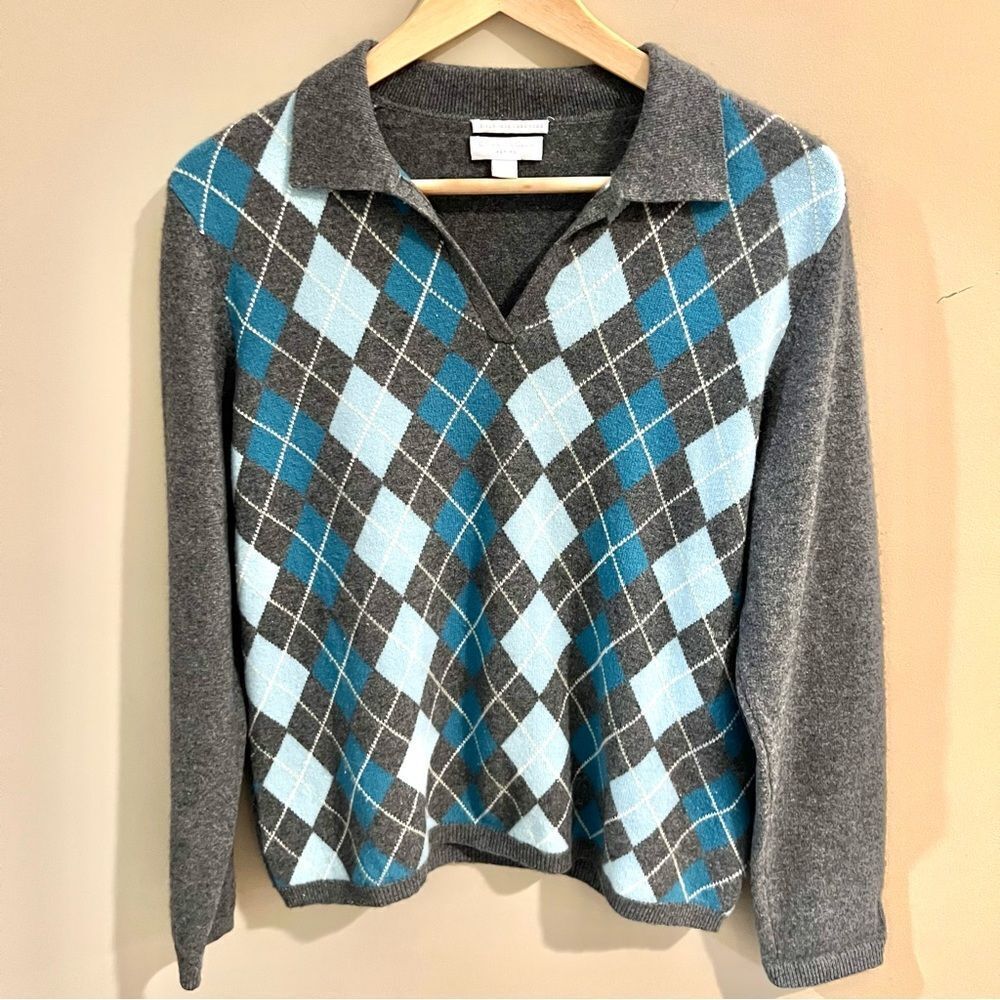 Argyle cashmere Women's Sweater Sz LP